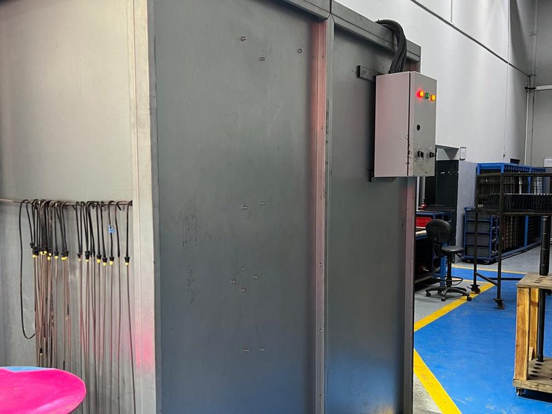 Booth side view, control box